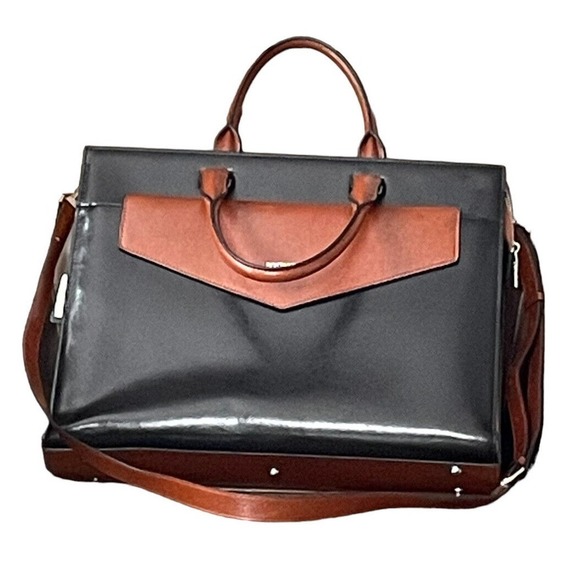 BOSTANTEN Handbags - Bostanten Mizuki Modern Style Leather Briefcase Fits 15.6 In Laptop Black Brown